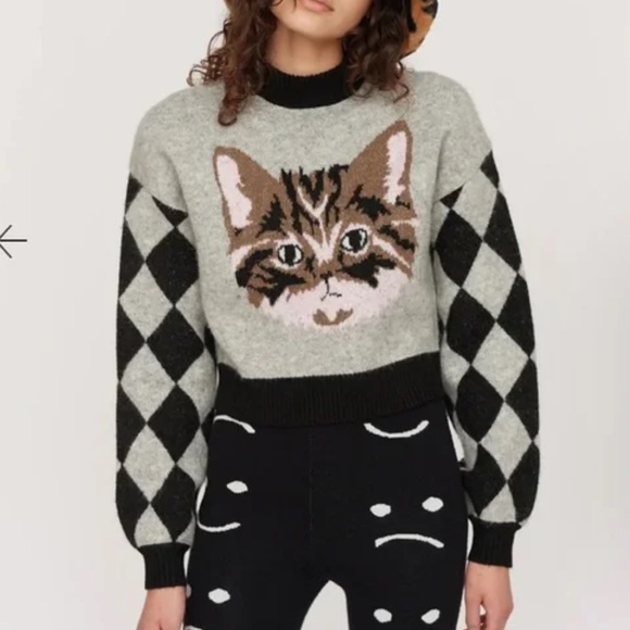 Lazy Oaf Sweaters - LAZY OAF 🐈 S Cat sweater